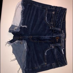 AE high rise shortie shorts dark blue